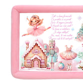 Trusou mot fete, aniversare 1 an, Balerina de Craciun, catifea roz, 7 piese, 34x25 cm, REC5011/30